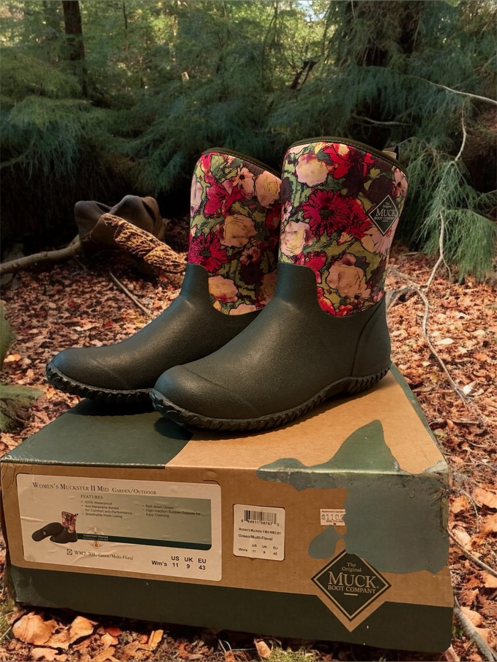 Muck Boot Company Women's Floral Mid-Calf Rain Boot - Pink/Olive